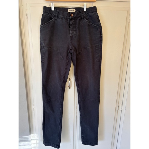 Taylor Stitch Mens Chore Pants Double Knee Canvas Button Fly Faded Black Size 30